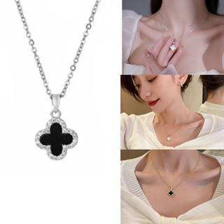 [Hàng sẵn][ Hỏa Tốc ] Dây chuyền nữ, vòng cổ sang trọng mạ bạc cỏ bốn lá may mắn, unisex đơn giản