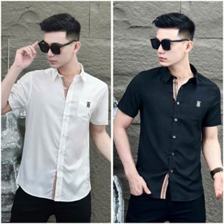 Áo sơ mi nam nữ ngăn tay thêu chữ BT phối dây siêu đẹp