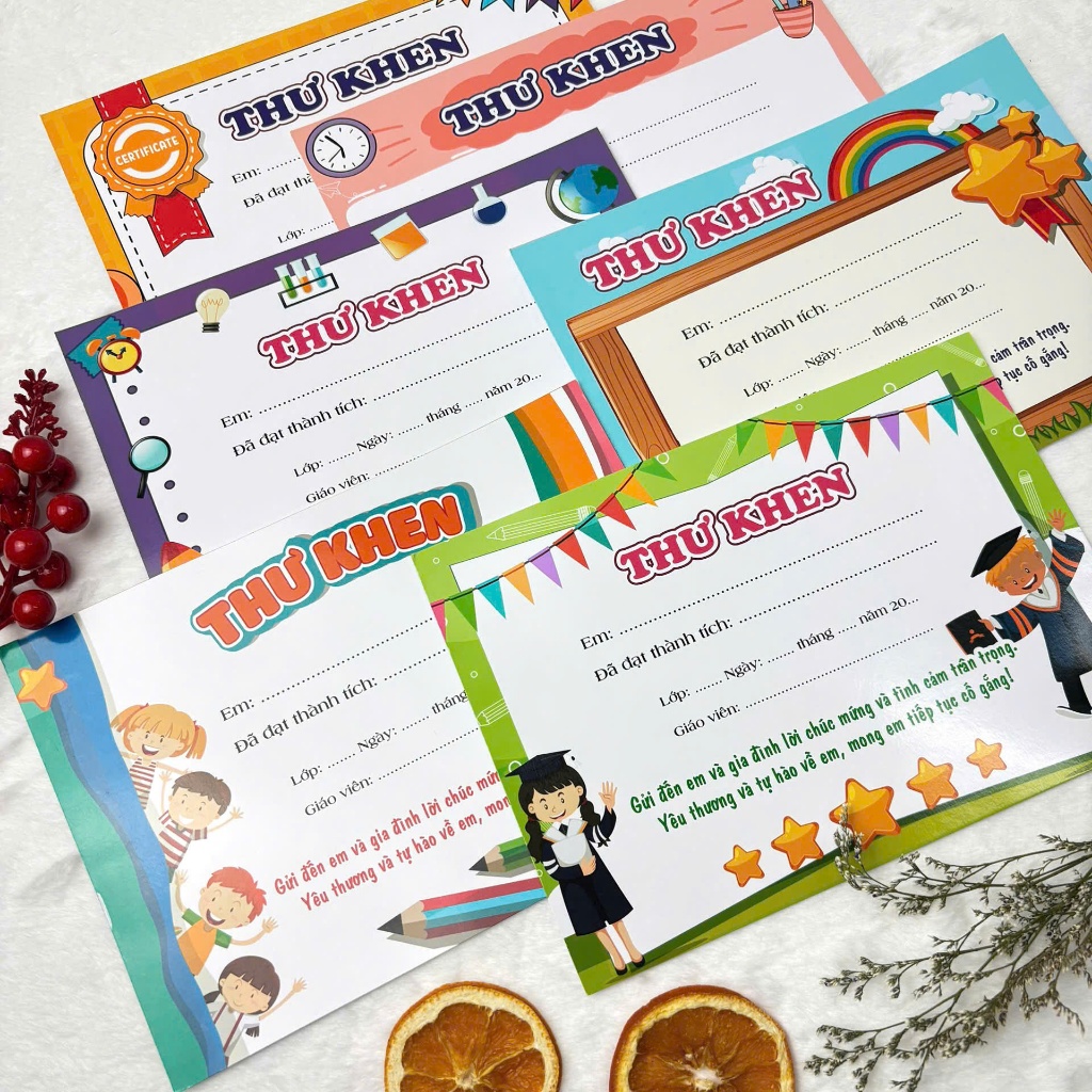 Set 12 thư khen học sinh thư khen thưởng khích lệ học sinh món quà ý nghĩa cho các bạn nhỏ