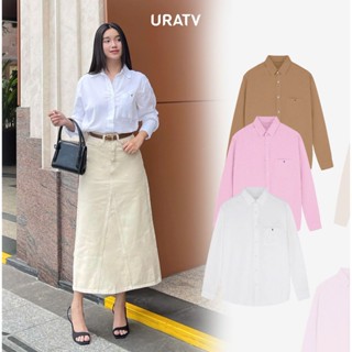 Áo sơ mi linen tay dài có túi thêu polo