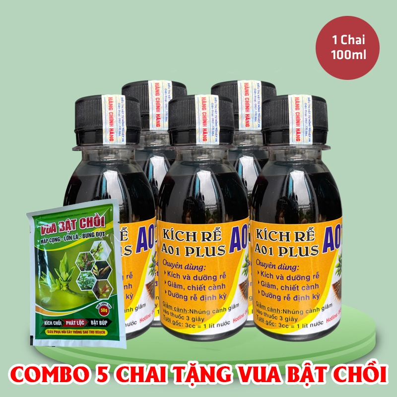 Combo 5 Chai Kích Rễ A01 Plus - Bản Nâng Cấp Từ A01 - Bổ Sung Thêm Vi Chất Vi Lượng - Ra Rễ Nhanh, M
