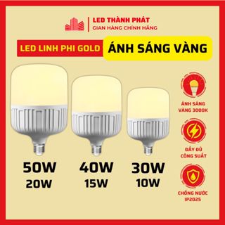 Bóng đèn led Linh phi Gold ánh sáng vàng 3000K Siêu Sáng 50w 40w 30w 20w 10w 5w tiết kiệm điện