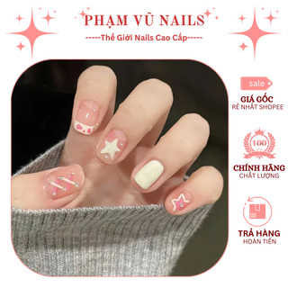Móng Tay Giả Basic Hot Trend Bộ 24 Móng Trang Trí Làm Đẹp Tặng Kèm Dụng Cụ Gắn Móng