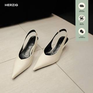  Guốc mũi nhọn kem sáng chất bóng Herzigroom - G597 