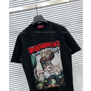 Áo phông Dsquared2 Cool Guy cổ tròn cộc tay nam nữ, áo thun chữ DSQ ICON  hot trend boy phố