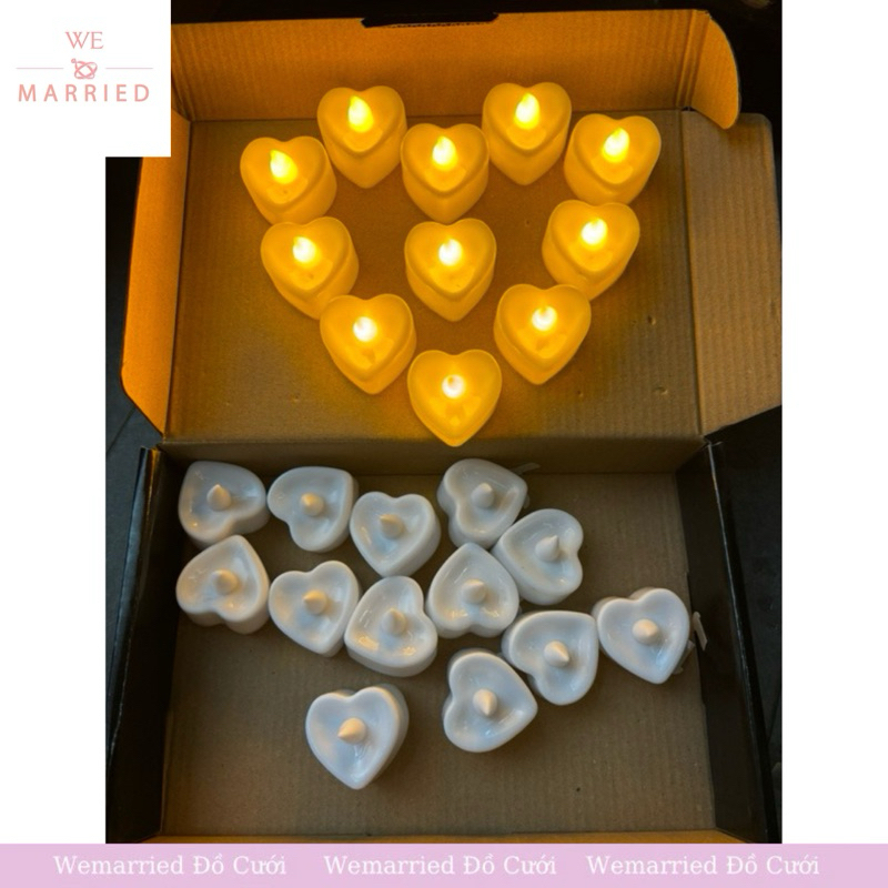 Nến Điện Tử Mini Trái Tim Tealight, Nến Điện Tử Hình Trái Tim .