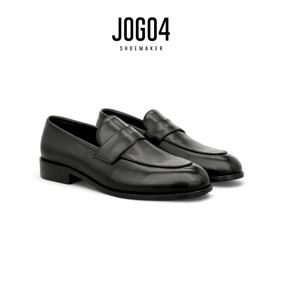 Giày da nam Elegant Loafer JOG04 , da bò mộc , đế phíp gỗ cao 3cm ( EL1 )
