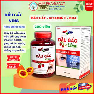 Viên uống Dầu gấc Vina MDP (Vitamin E + DHA) Bổ mắt, Sáng mắt, Giảm khô mắt, Giảm mờ mắt Mediphar USA chai 200 viêem