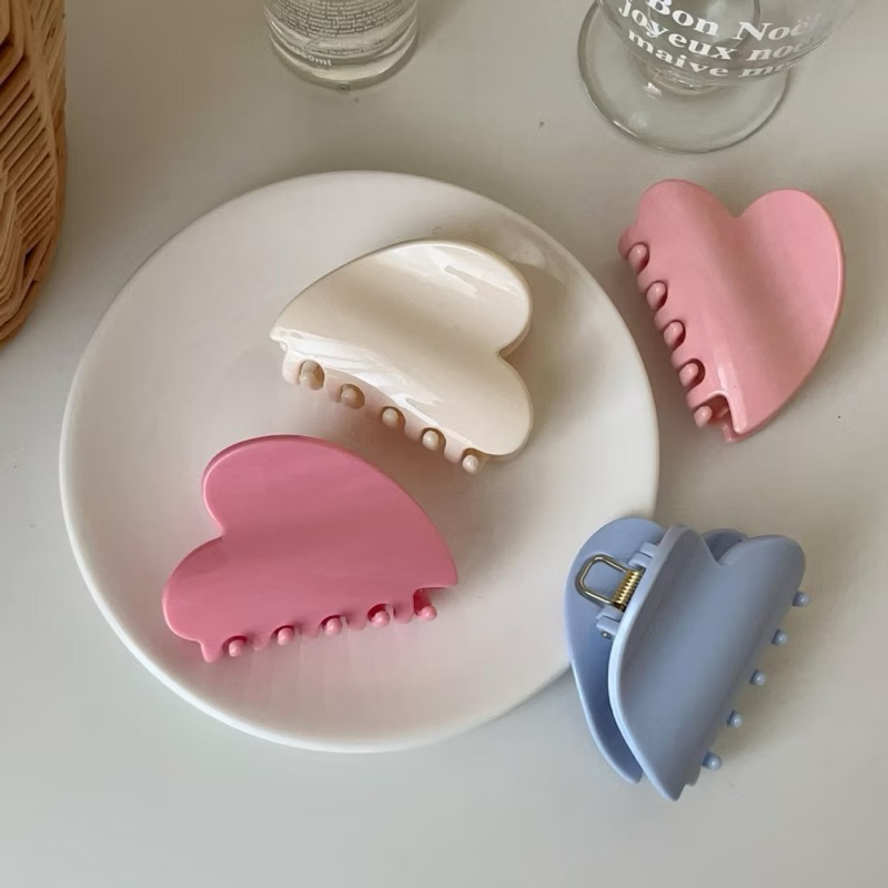 Kẹp Tóc Custom Plink Chan Hình Tim Nhiều Màu Hàn Quốc Phụ Kiện Tóc Nữ Đẹp Sang Trọng