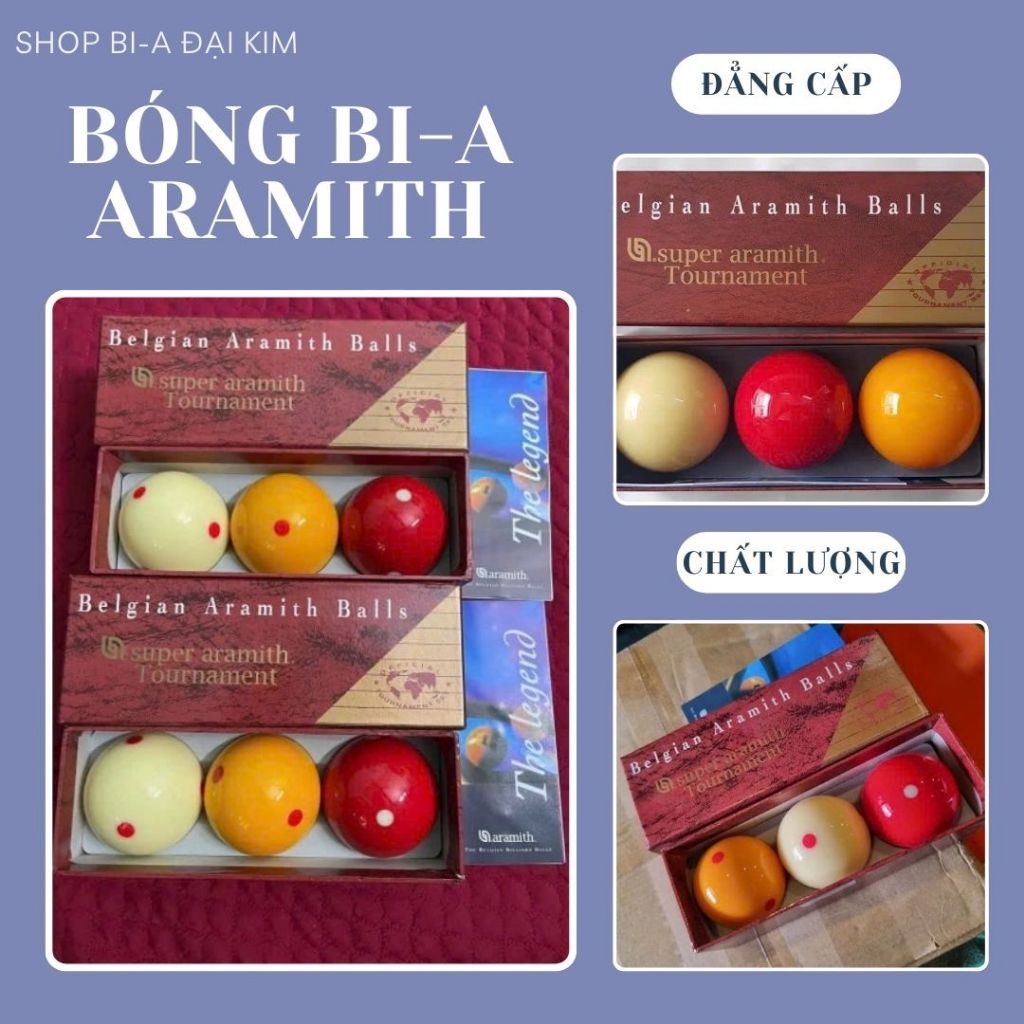 Bộ Bi Lip/Bi 3C, bộ 3 bóng bida Aramith chơi bàn líp/3 băng chất liệu nhựa đặc, sáng hạn chế bám lơ 