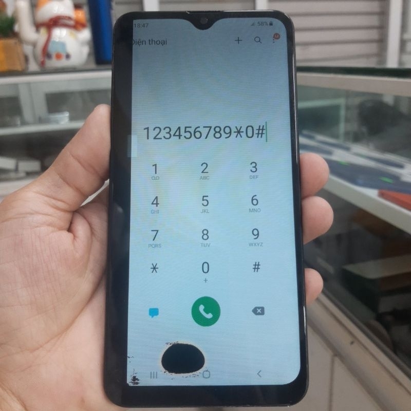 Màn hình sam sung A10s cũ bị dập mực dùng chống cháy