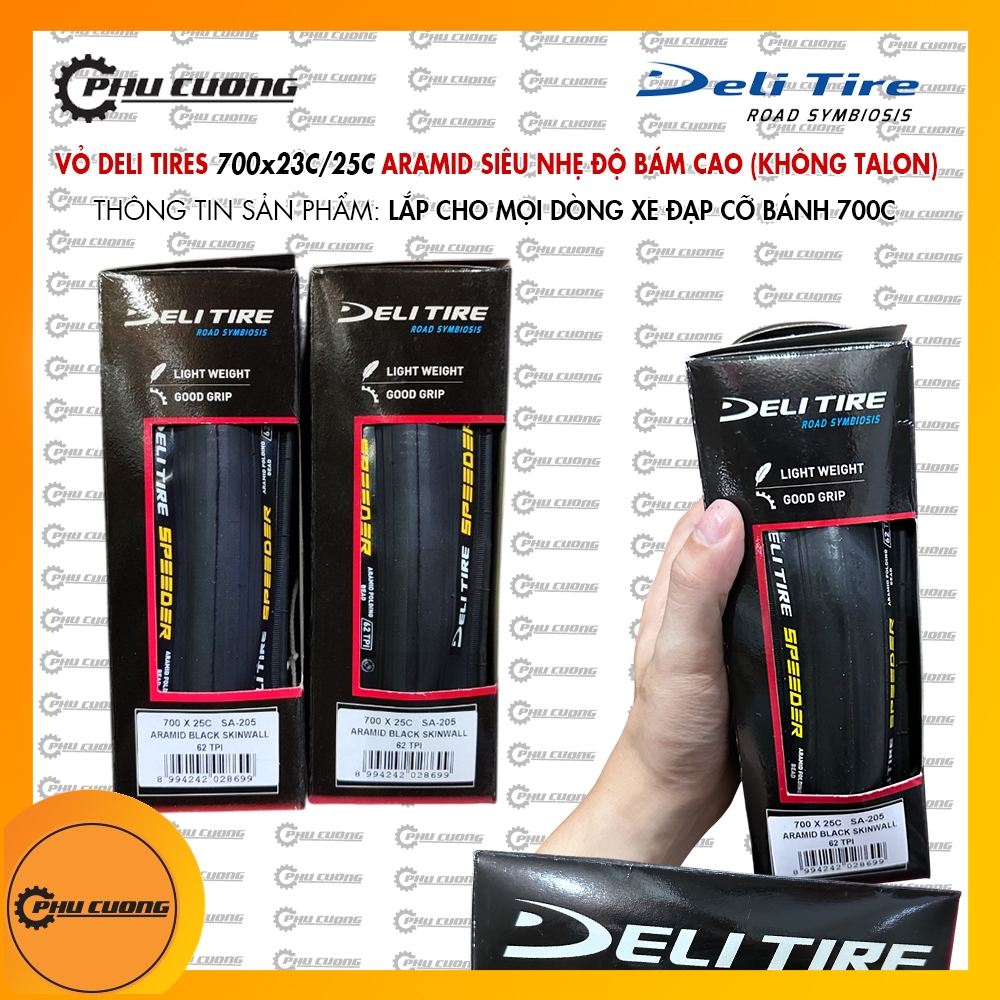 Vỏ (Lốp) Gấp Cho Xe Đạp Siêu Nhẹ - Độ Bám Cao Aramid Skinwall DELI TIRES Kích Cỡ 700x23/25C ( Cái )