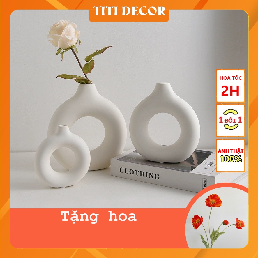 Lọ Hoa Decor Phòng Ngủ, Bình Hoa Nhựa Giả Gốm, Lọ Hoa Để Bàn, Bình Hoa Trang Trí, Bình Cắm Hoa Decor Nhà Cửa