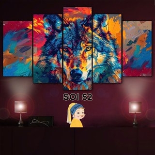 Tranh Chó Sói - Bộ 5 Tấm Dán Tường Cán Fomex 5mm Dán Keo Decor Trang Trí Nhà Cửa, Phòng Học, Phòng Khách BH Vận Chuyển