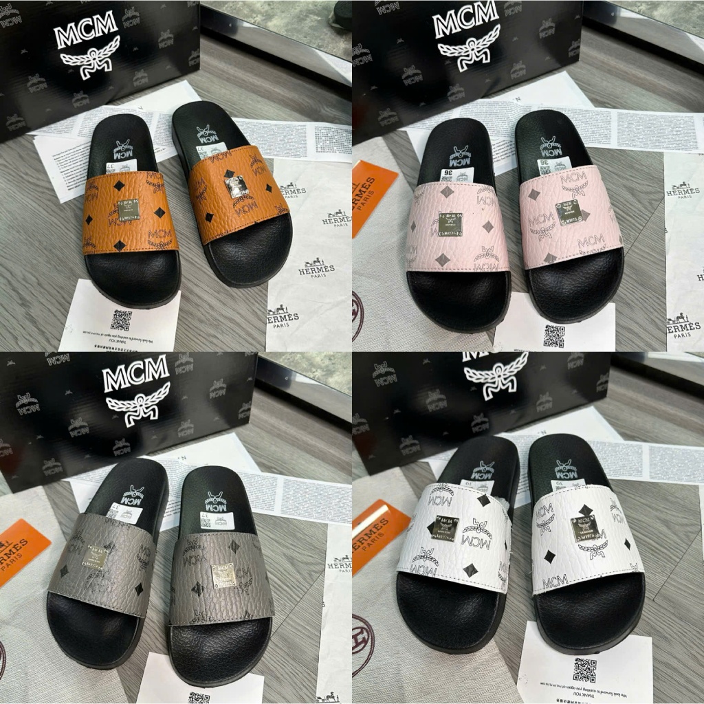 Dép lê M.C.M Nam,Nữ Quai Da Hàng - Dép nam,nữ hàng đẹp chất liệu quai da đế cao su đúc