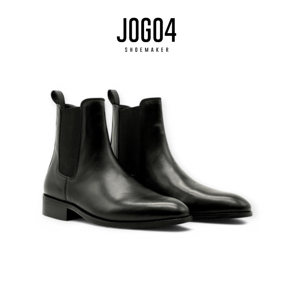 Giày da nam Chelseaboots mũi nhọn JOG04 , chất liệu da bò Nappa  , đế phíp gỗ tăng chiều cao ( T1 )