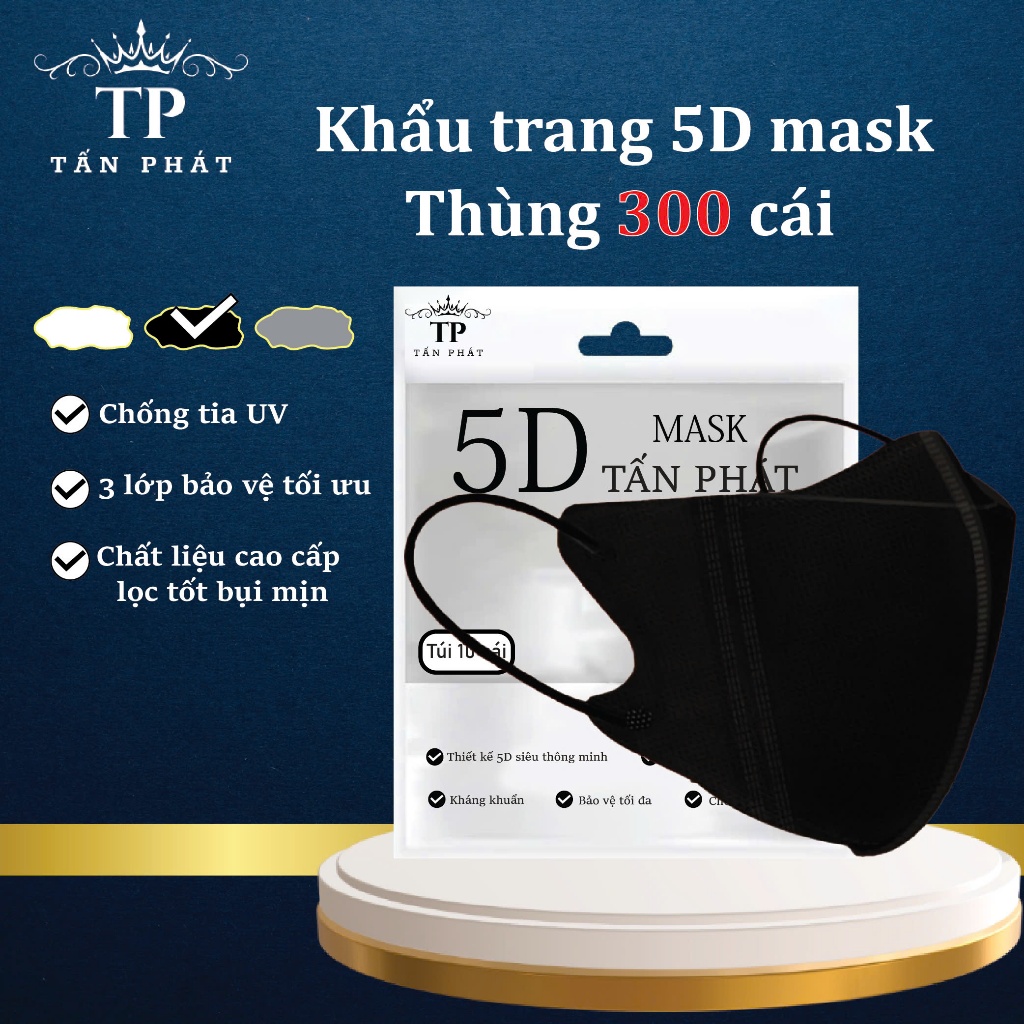 Khẩu Trang 5D Tấn Phát 3 Lớp Kháng Khuẩn,Chống Nắng,Tia UV.