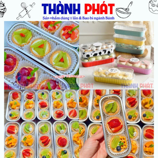 100 Hộp thiếc chữ nhật nhiều màu đựng pana cotta trái cây 200ml - đế bạc đựng bánh oreo cheesecake, tiramisu, mouus