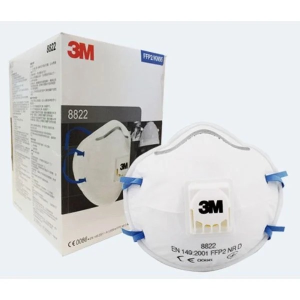 Khẩu trang 3M 8822 có van đạt chuẩn P2 dây đeo qua gáy chống bụi mịn, kháng khuẩn, dùng cho y tế