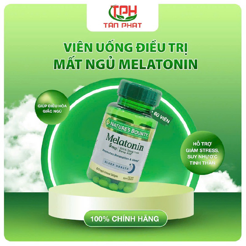 [Chính hãng] Viên uống cải thiện giấc ngủ MELATONIN Nature's Bounty Hộp 1 lọ 60 viên