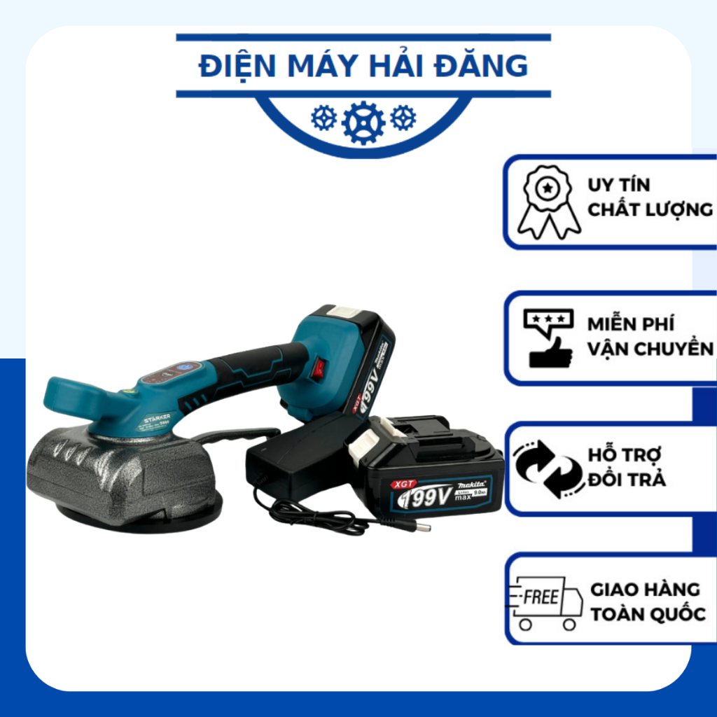 Máy Ốp Lát Gạch Men Máy Đầm Rung Dùng Pin Makita 18-21V Nút Cảm Ứng 5 Cấp Tốc Rung Động Cơ Không Chổ