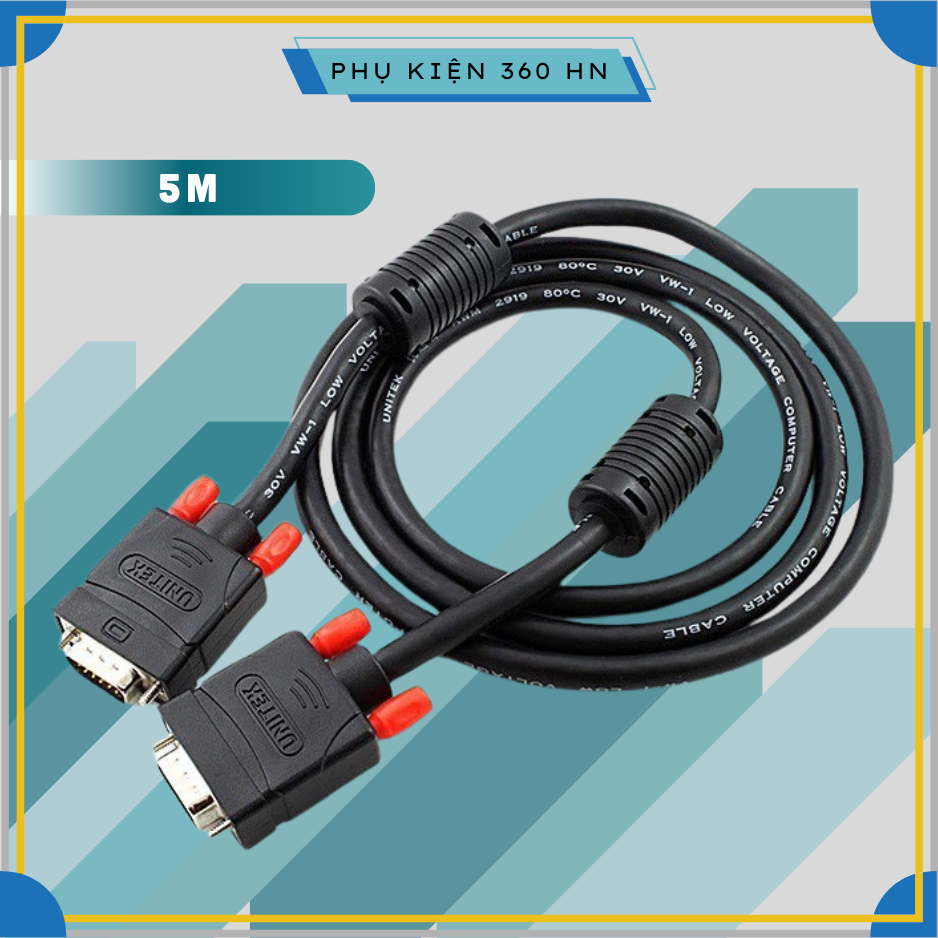 Cáp VGA 2 đầu đực 5m Unitek Y-C505A