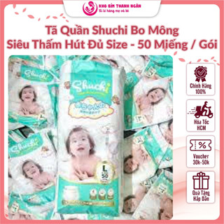  Combo 2 Bịch Bỉm Tã Quần Shuchi Siêu Thấm Cho Bé Từ 6 Kg Đến 33 Kg - Gói 50 Miếng - Bỉm Quần Giá Rẻ - Kho Bỉm Thanh Ngân 