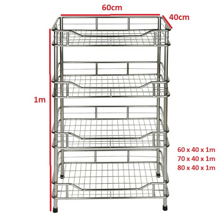 ( Hỏa Tốc ) KỆ ĐỨNG 4 TẦNG INOX CAO CẤP