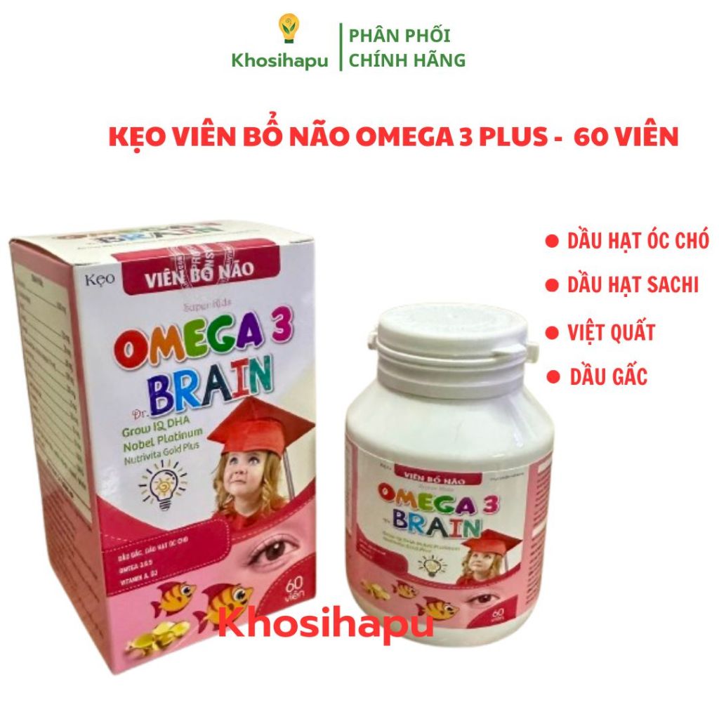 Kẹo viên bổ não Omega 3 Plus bổ sung DHA hỗ trợ phát triển não bộ, giúp tăng khả năng tập trung của trẻ, tốt cho não bé