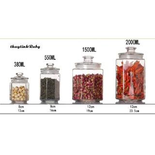 [ RẺ SẬP SÀN] Lọ thủy tinh núm 550ml lục lăng, lọ thủy tinh lục giác đựng hạt, gia vị GDHT