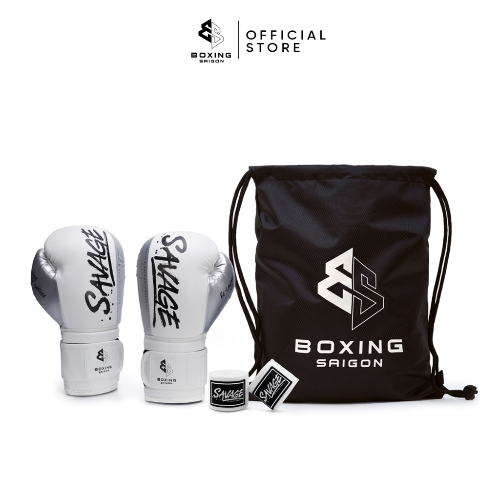 Combo Găng Tay Boxing Saigon Savage - White