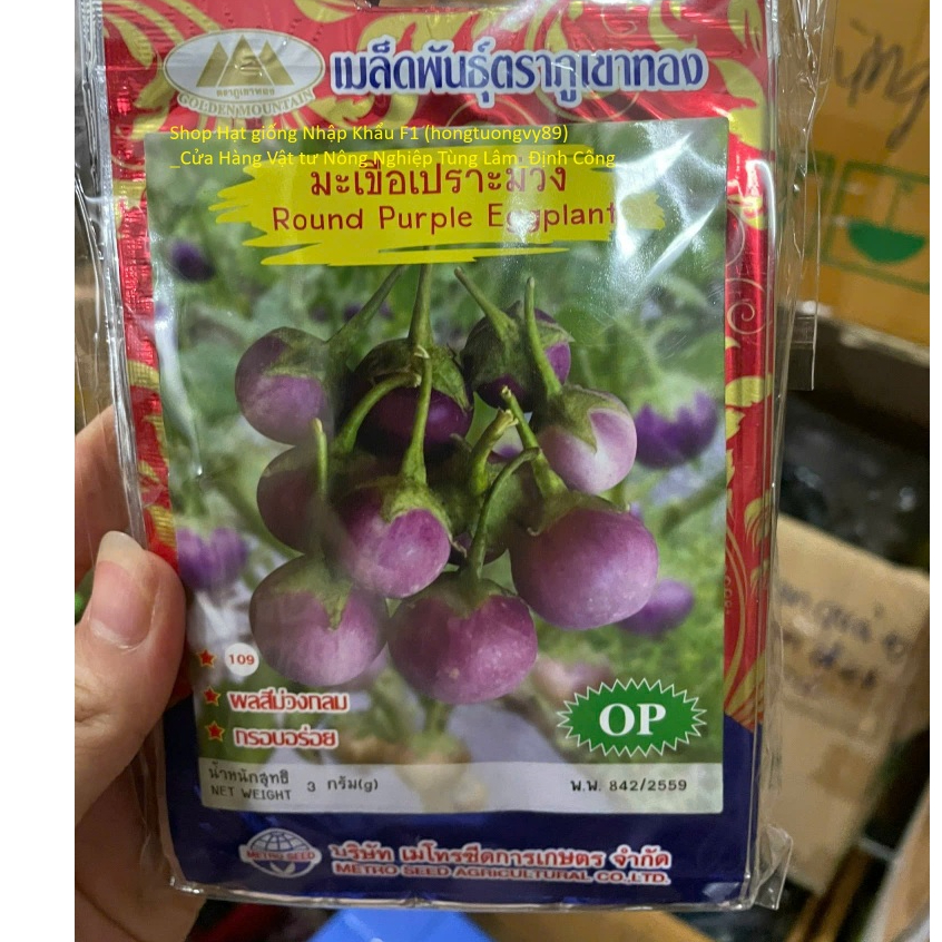 Hạt giống Cà Pháo Tím siêu quả_Cà ghém trái cây nhập khẩu nguyên gói Thái Lan