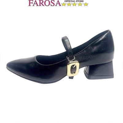 Giày cao gót nữ mũi nhọn FAROSA -TH109 giày cao gót đế vuông 3cm chất da vân bóng cực êm chân
