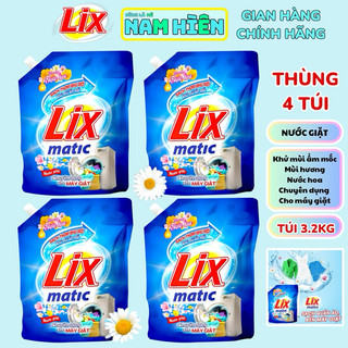  Sỉ Thùng 4 Túi Nước Giặt Lix Matic Hương Nước Hoa Chuyên Dụng - Túi 3.2KG 
