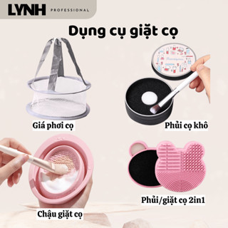 Chậu giặt cọ gấp gọn, hộp phủi cọ khô, giá phơi cọ, dụng cụ làm sạch cọ trang điểm tiện lợi