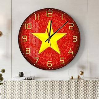 Đồng Hồ Tròn Treo Tường Tráng Gương TƯỜNG VIP - Nền Trống Đồng Sao Vàng - Đồng Hồ Kỷ Niệm 50 Năm Giải Phóng Miền Nam