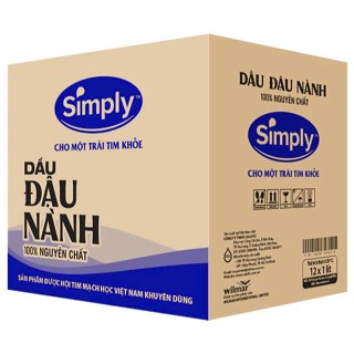 Thùng dầu ăn SIMPLY ĐẬU NÀNH,  GẠO LỨT  nguyên chất 1 L ( 12 chai)