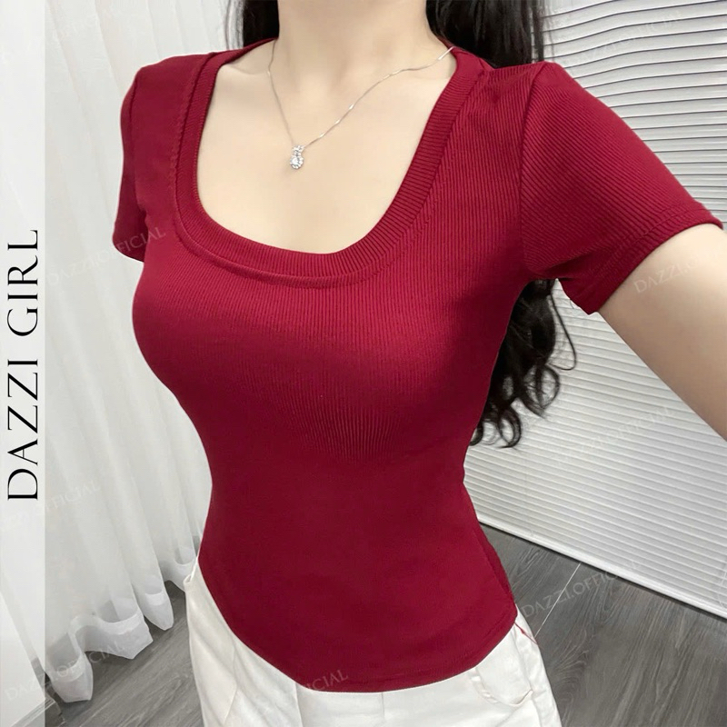 Áo thun CỔ VUÔNG gân tăm tay ngắn ôm body Justdun La_belle_18 | BigBuy360 - bigbuy360.vn