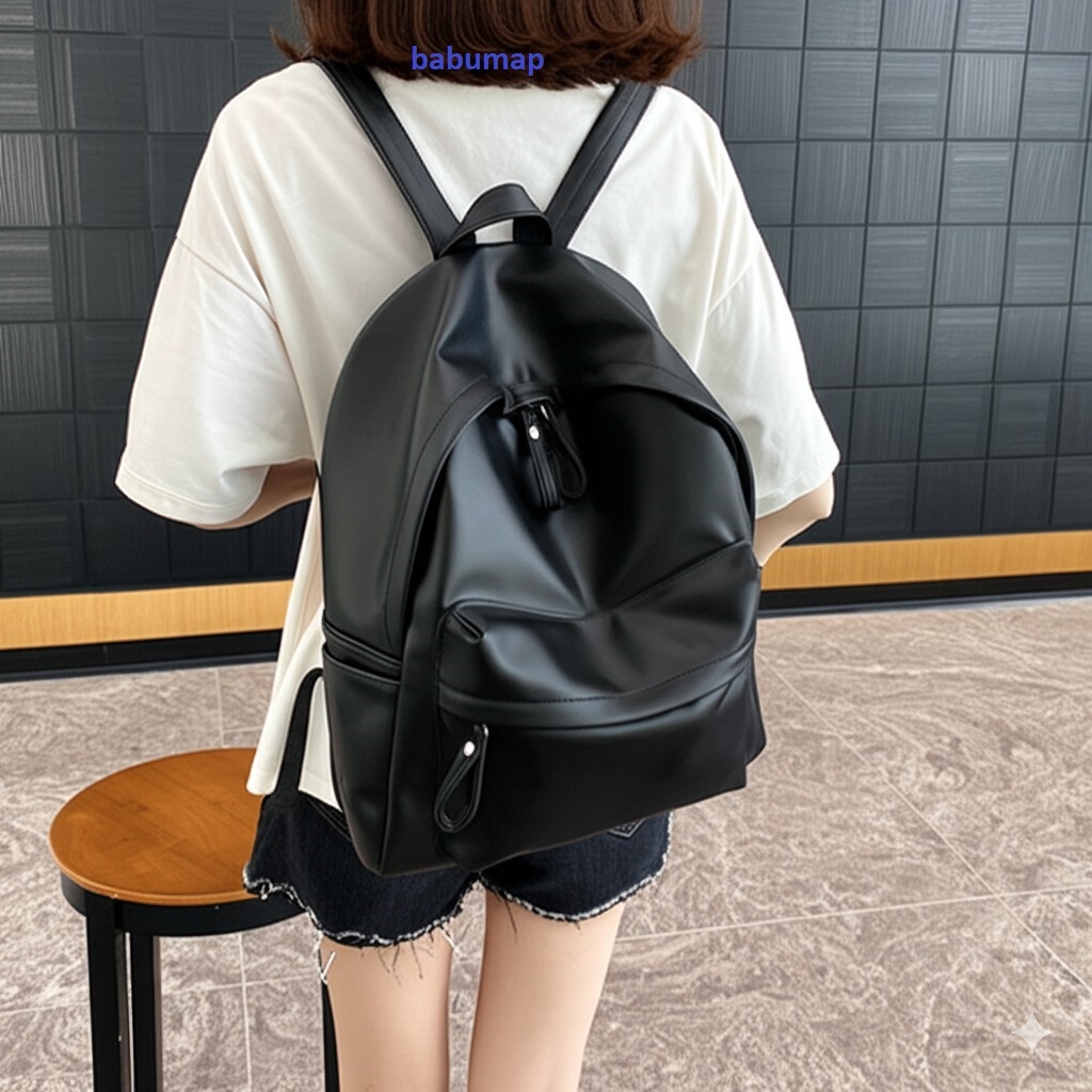 Balo đi học Hàn Quốc da trơn basic nam nữ cặp sách đi chơi du lịch thời trang size đại BL024