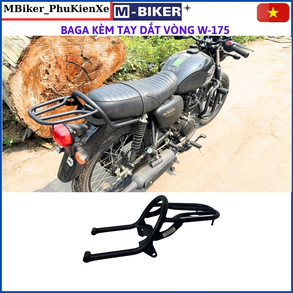Baga W175, baga kèm tay dắt vòng W175, baga gắn khung túi hông w175, phụ kiện W175 mbiker
