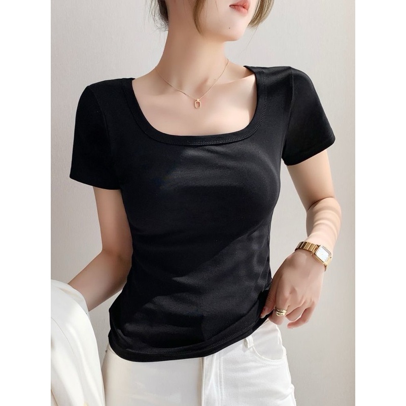 Áo thun CỔ VUÔNG gân tăm tay ngắn ôm body Justdun La_belle_18 | BigBuy360 - bigbuy360.vn