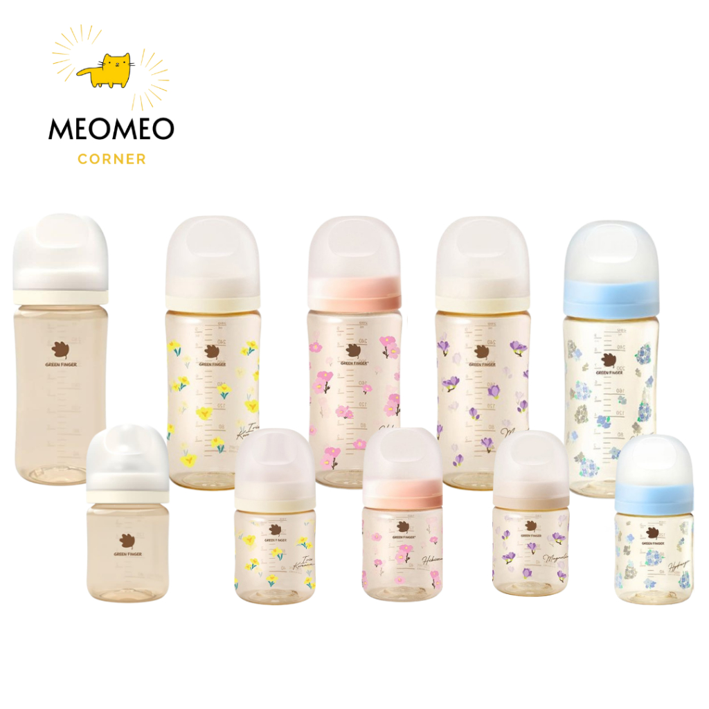   KO HỘP  Bình sữa Green Finger Bebegrow PPSU Hàn Quốc size 160ml   280ml núm ti mềm 2 van khí chính hãng Greenfinger 