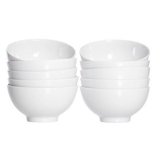 Combo 10 chén sứ cơm, 10 bát ăn cơm sứ mộc