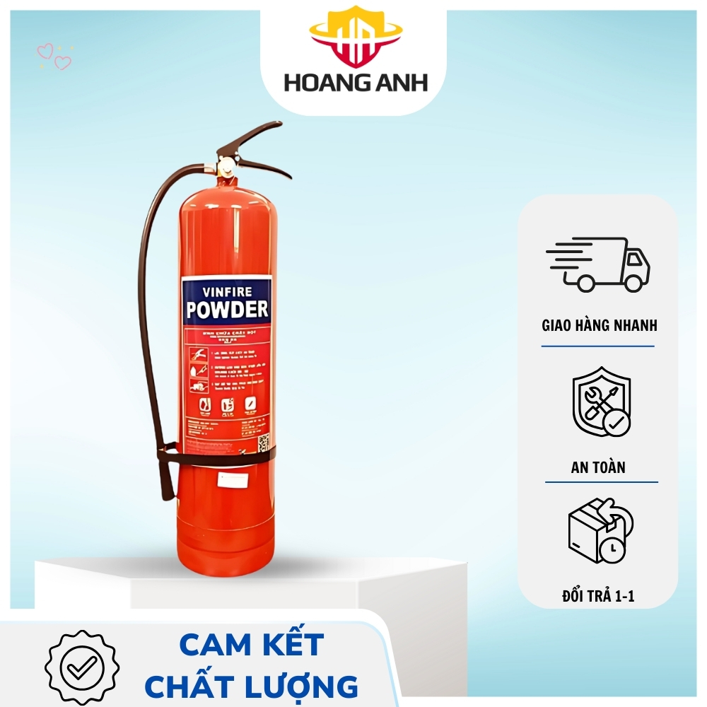 Bình chữa cháy bột 8kg BC Vinfire, bình chữa cháy xách tay hàng nhập khẩu chính hãng