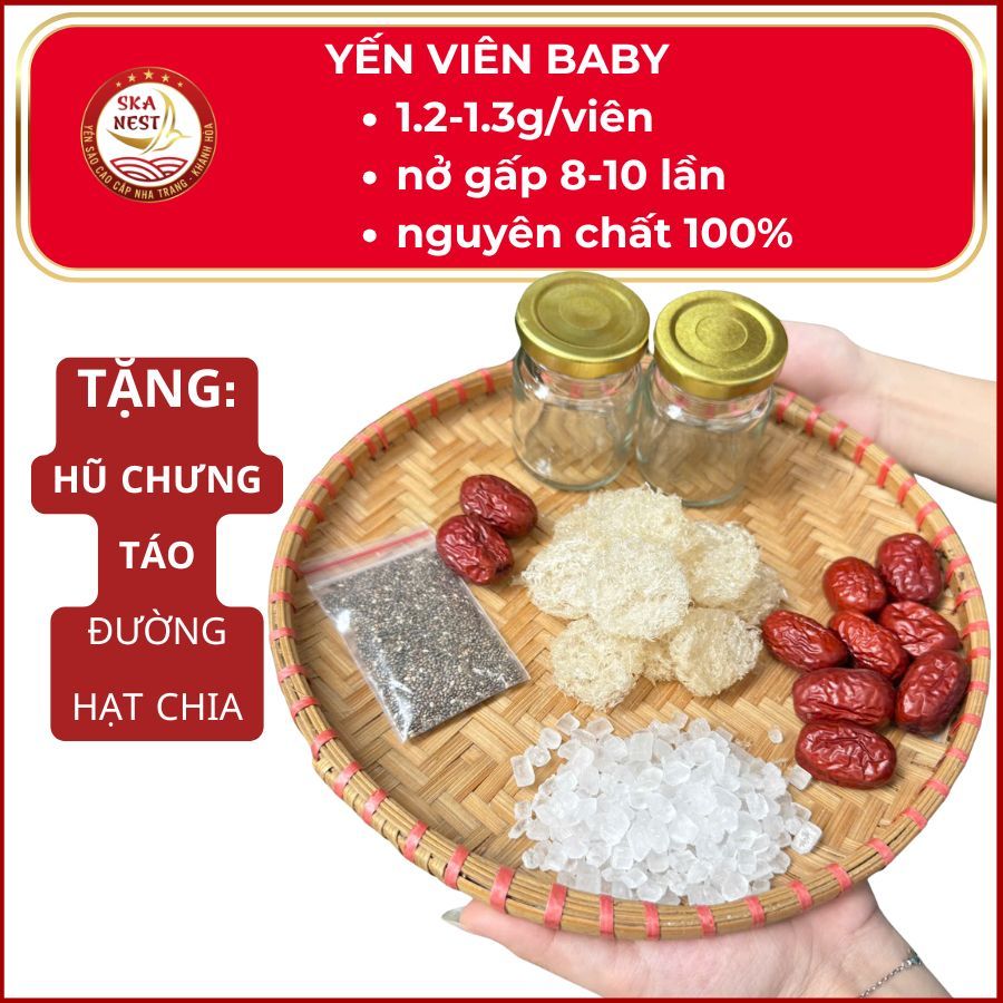 Set 10 Viên Yến Sào Viên Baby Tặng Kèm Táo Đỏ, Đường Phèn