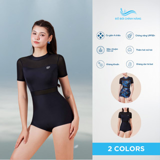 Đồ bơi bikini Nữ một mảnh, liền thân, kín đáo, bigsize kiểu phối lưới, tay ngắn BIKINI PASSPORT - BS412_BL