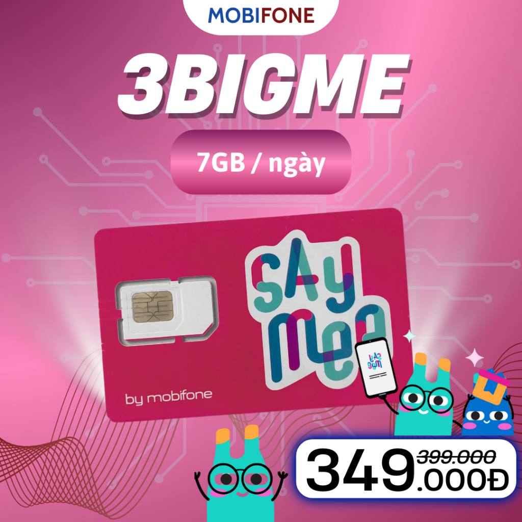Sim Data Mobifone 7Gb data tốc độ cao 1 ngày. Chu kỳ 3 tháng