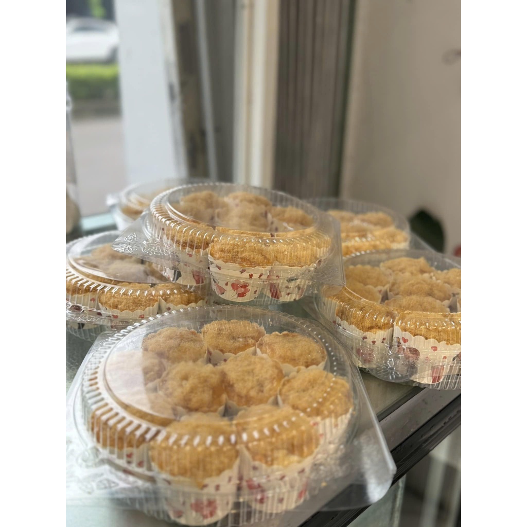 Hộp nhựa H28 đựng bánh bông lan - Hộp nhựa tròn H28 đựng bánh bông lan trứng muối 20cm