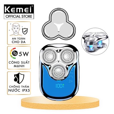 Máy cạo râu mini lưỡi nổi 3D Kemei KM-T83 màn hình LCD, công suất 5w mạnh mẽ - Hàng chính hãng