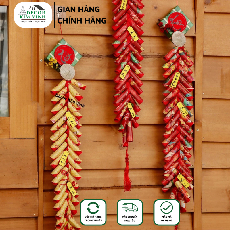 Chùm Pháo Giấy Mô Hình Pháo Đỏ Vàng PG13 Decor Kim Vinh Trang Trí Decor Tết